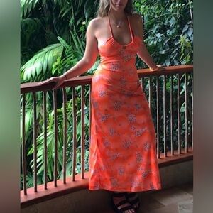 Vintage Orange Floral Dress